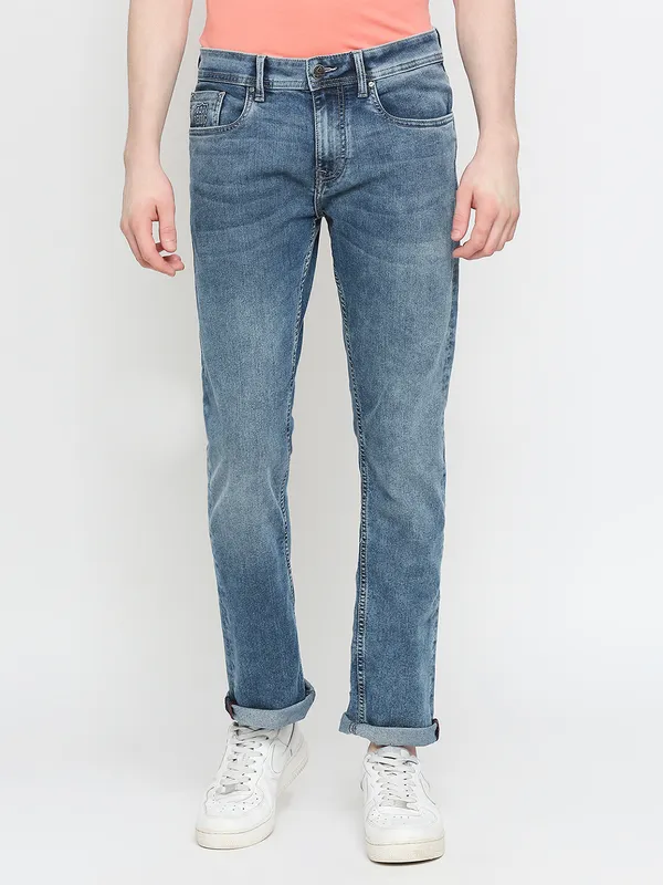 Dark Black Straight Fit Denims For Men By Being Human Clothing main image 0